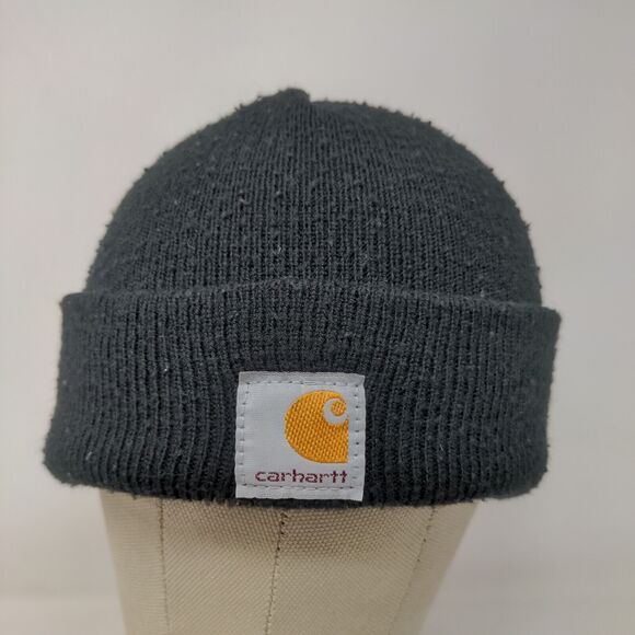 Carhartt Boys Knit Beanie Hat Black OSFM Youth Patch Logo Acrylic - Picture 2 of 11